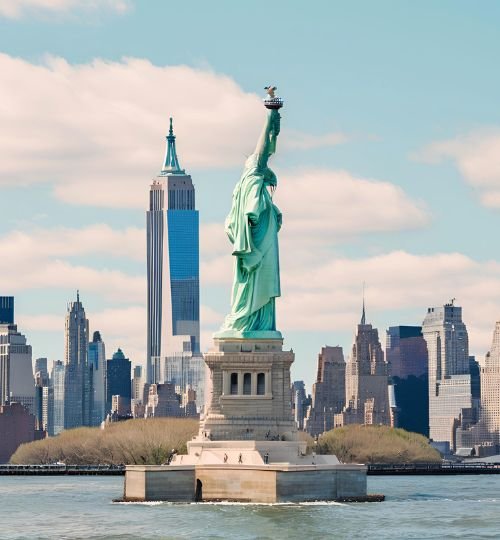 New York City skyline with the Statue of Liberty