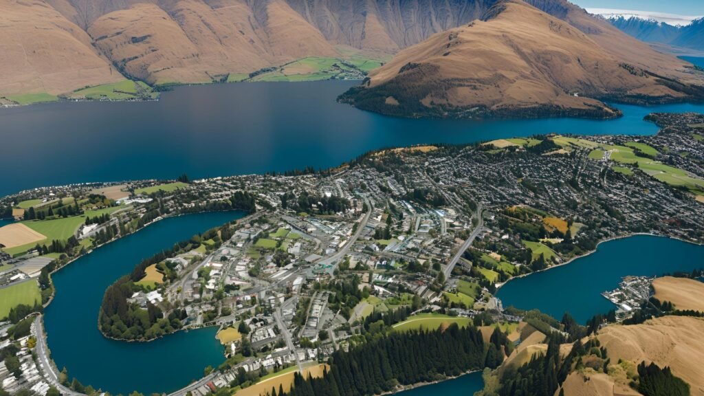 An aerial view of Queenstown