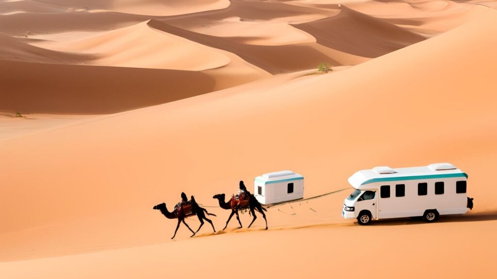 A panoramic view of the desert dunes in Saudi Arabia