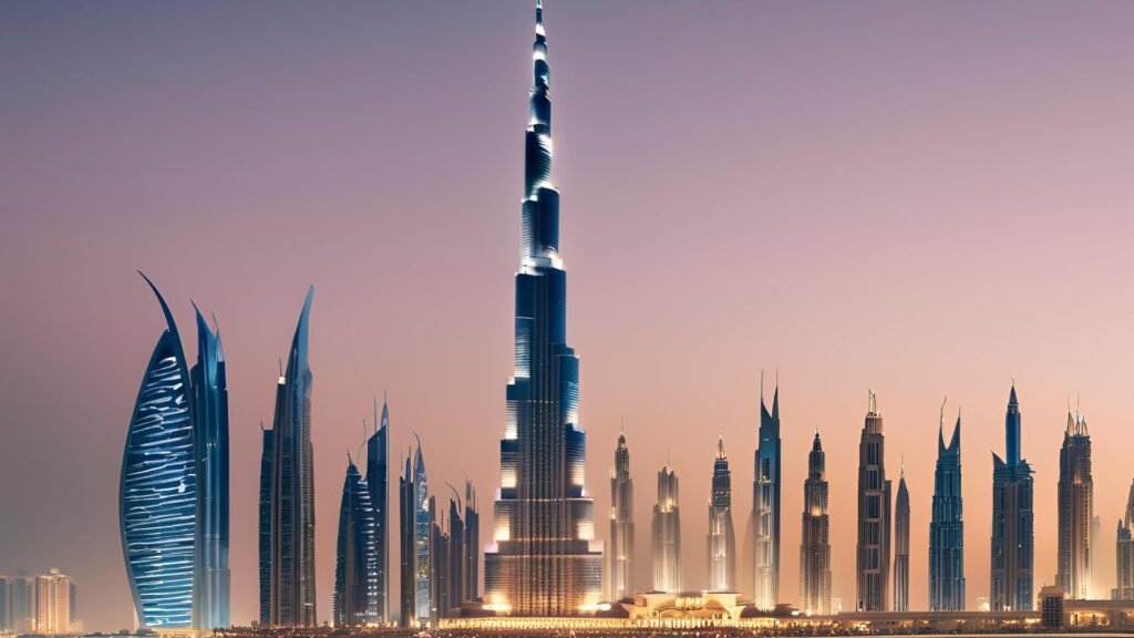 A striking image of the Burj Khalifa against the Dubai skyline